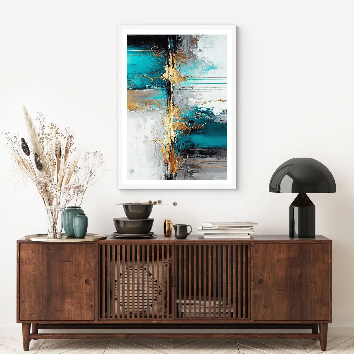 Poszter fekete keretben - Minden áramlik - 70x100 cm