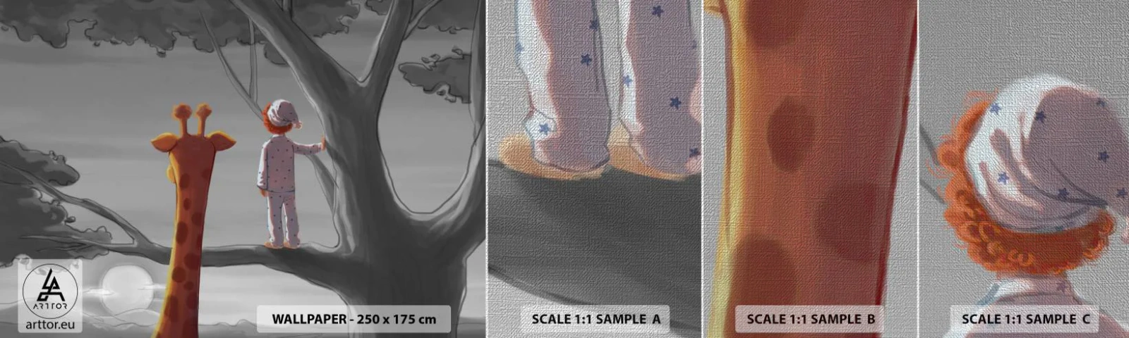 Fotótapéta Minta Premium Canvas - Ez tényleg történik - Zsiráf, Gyermekek, Álom - 100x30 cm