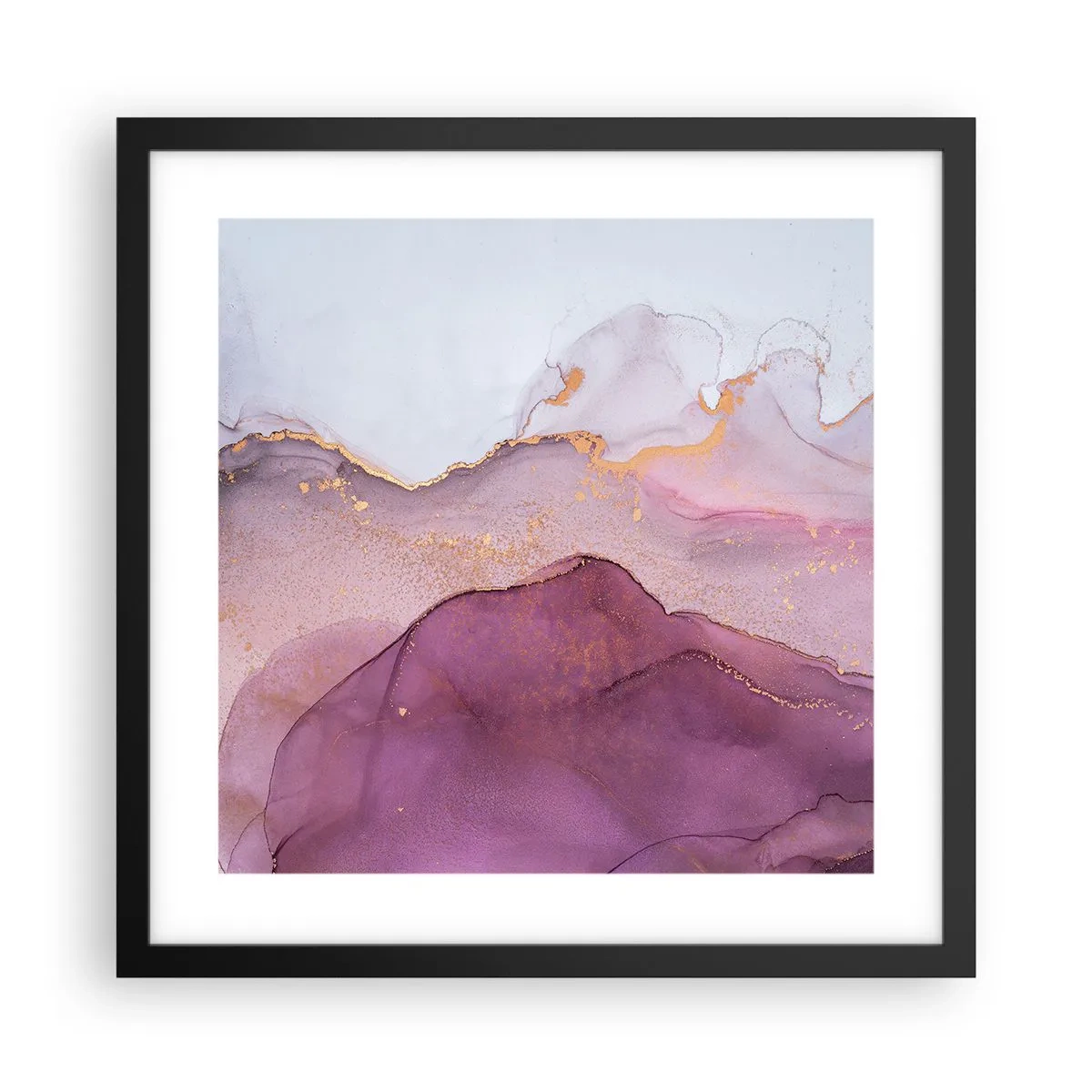 Poszter fehér keretben - Lila és orgonaszínű hullámok - 40x40 cm