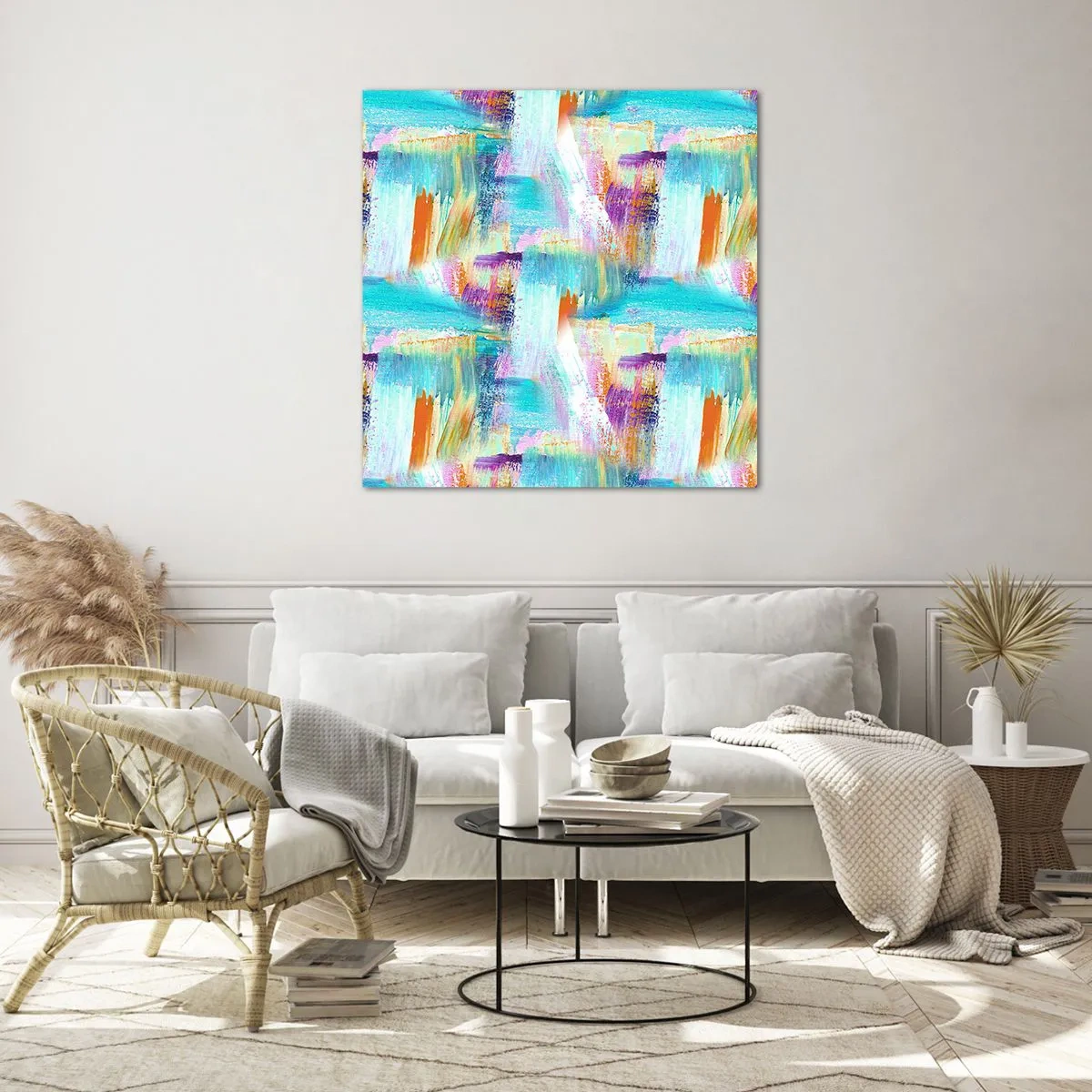 Üveg kép - Vidám firka - 70x70 cm