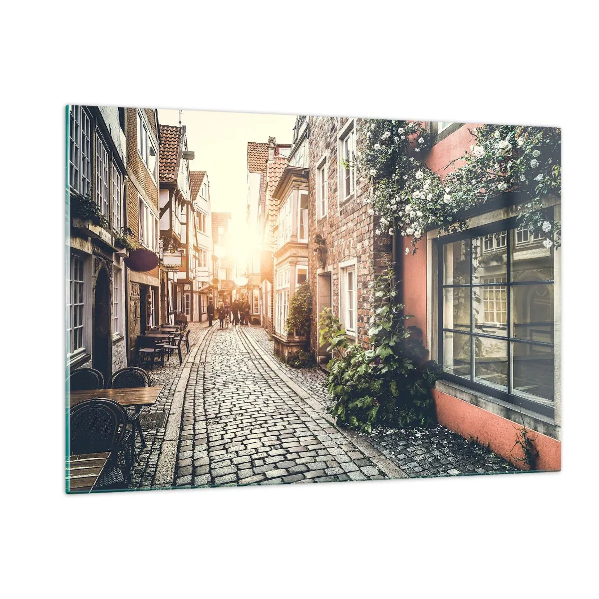 Üveg kép - Rózsa sikátor rózsaszín fényben - 120x80 cm