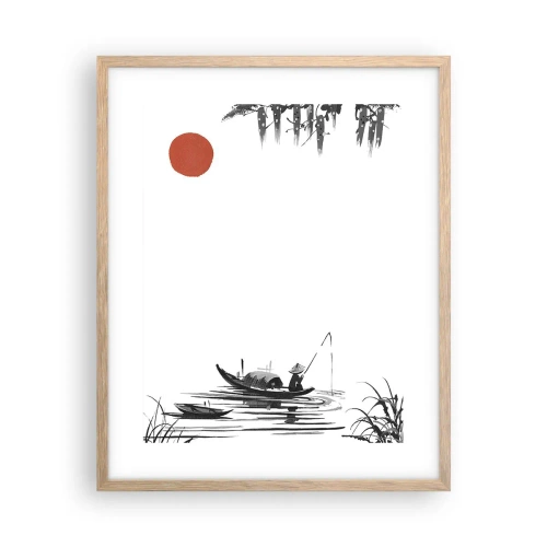 Poszter világos tölgy keretben - Ázsiai délután - 40x50 cm