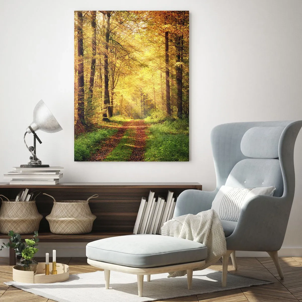Üveg kép - Erdei, arany csend - 50x70 cm