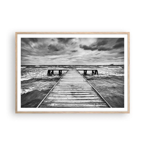 Poszter világos tölgy keretben - Várom, hogy elűzze a szél... - 100x70 cm