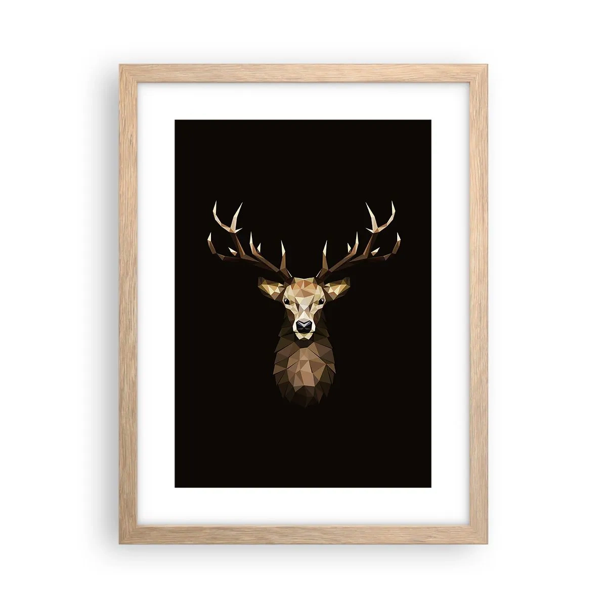 Poszter világos tölgy keretben - Kubista szarvas - 30x40 cm