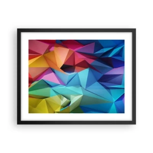 Poszter fehér keretben - Szivárvány origami - 50x40 cm