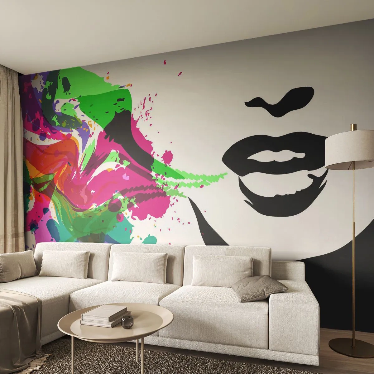 Fotótapéta Premium Canvas - Egy történet a szivárvány színeiben - Absztrakció, Száj, Színes grafika - 200x140 cm