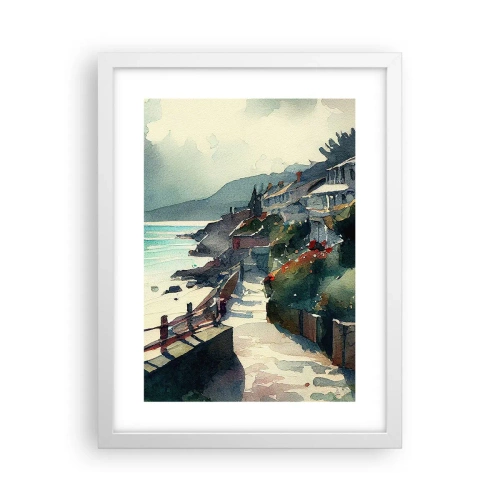 Poszter fekete keretben - Mediterrán város - 30x40 cm
