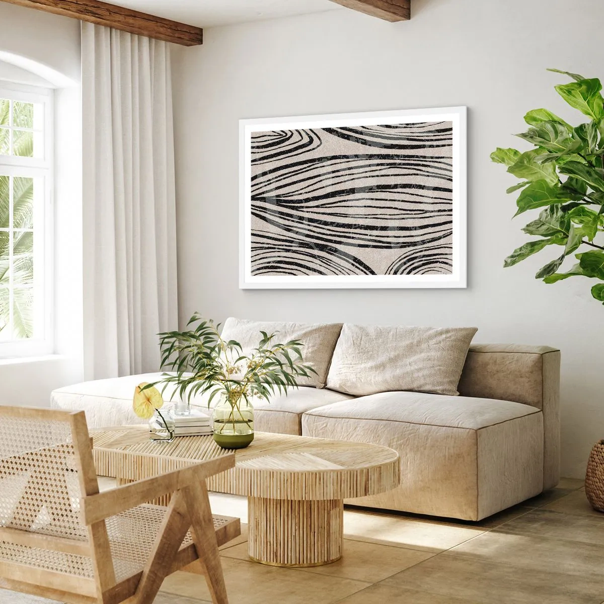 Poszter fekete keretben - Vonalak csobbanása - 91x61 cm