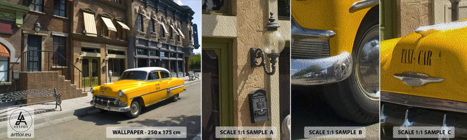 Fotótapéta Minta Premium Sand - Nagyon régen Amerikában - Város, Taxi, New York - 100x30 cm