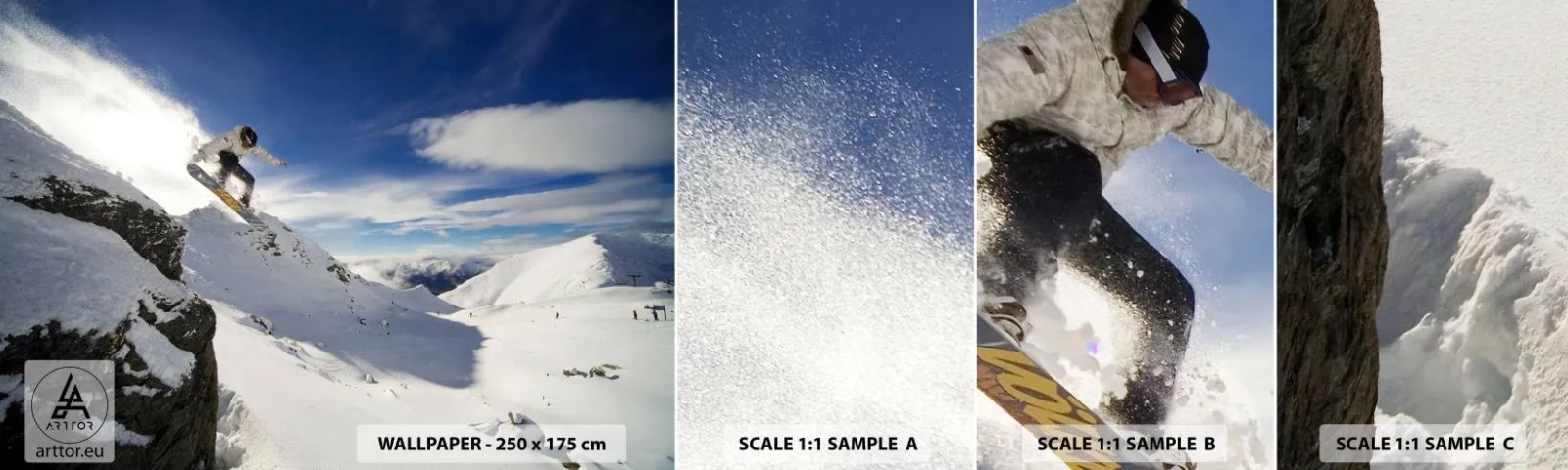 Fotótapéta Minta Standard Eco - Szabadság határok nélkül - Snowboardozás, Tájkép, Hegyek - 100x30 cm