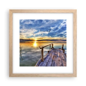 Poszter világos tölgy keretben - Megnyugszik a szél - 30x30 cm