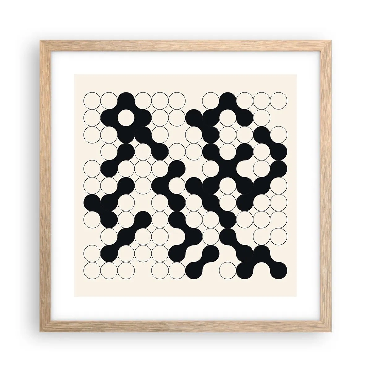 Poszter világos tölgy keretben - Kínai játék - variáció - 40x40 cm
