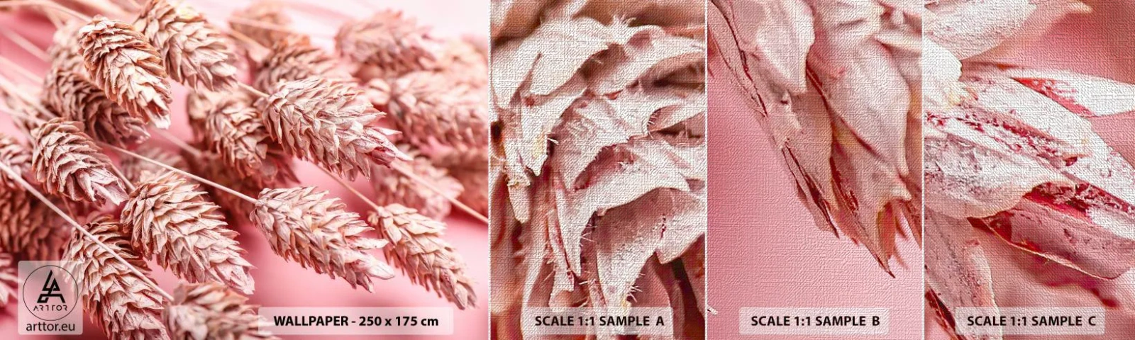 Fotótapéta Minta Premium Canvas - Rózsaszín virágos kaszkád - Szárított virágok, Csokor virág, Virágok - 100x30 cm