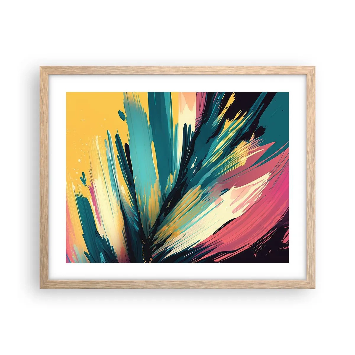 Poszter világos tölgy keretben - Kompozíció - az öröm robbanása - 50x40 cm