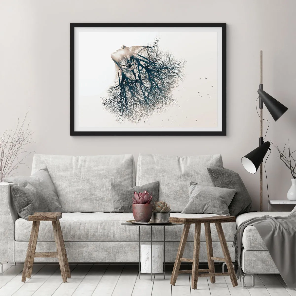 Poszter fehér keretben - Hallgatva a fa suttogását - 91x61 cm