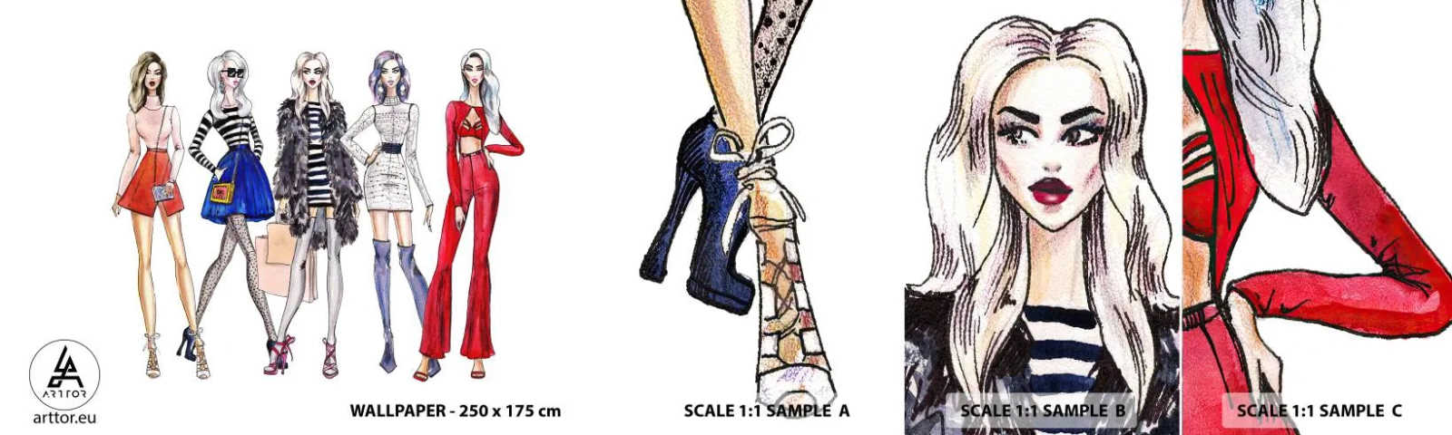 Fotótapéta Minta Öntapadós Deluxe Sticker - Every week Fashion Week - Nő, Divat, Modell - 100x30 cm