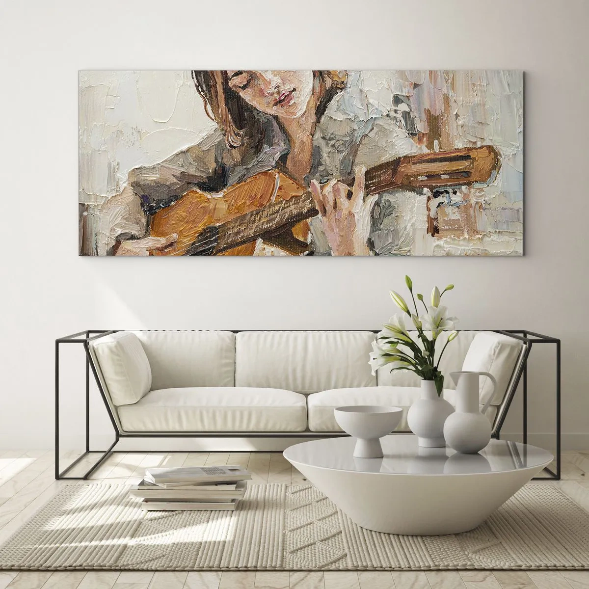 Üveg kép - Koncert gitárra és egy lány szívére - 140x50 cm