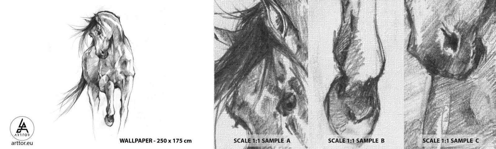 Fotótapéta Minta Premium Canvas - Kecses ügetésben - Ló, Grafika, Állatok - 100x30 cm
