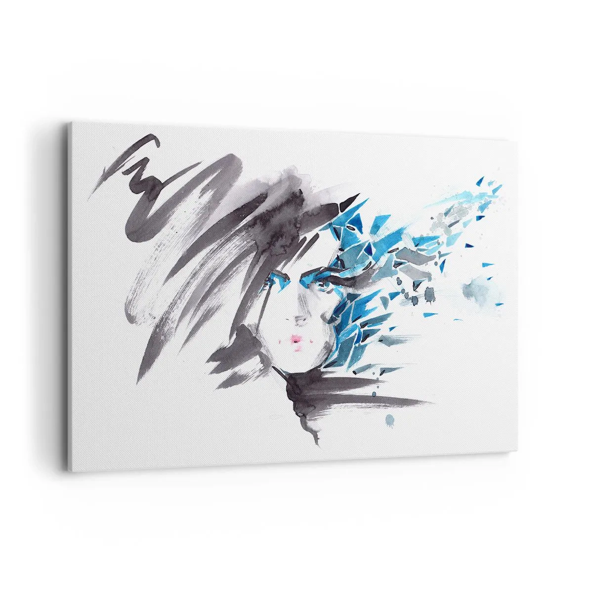 Vászonkép - Érzéki portré szürkében és kékben - 120x80 cm