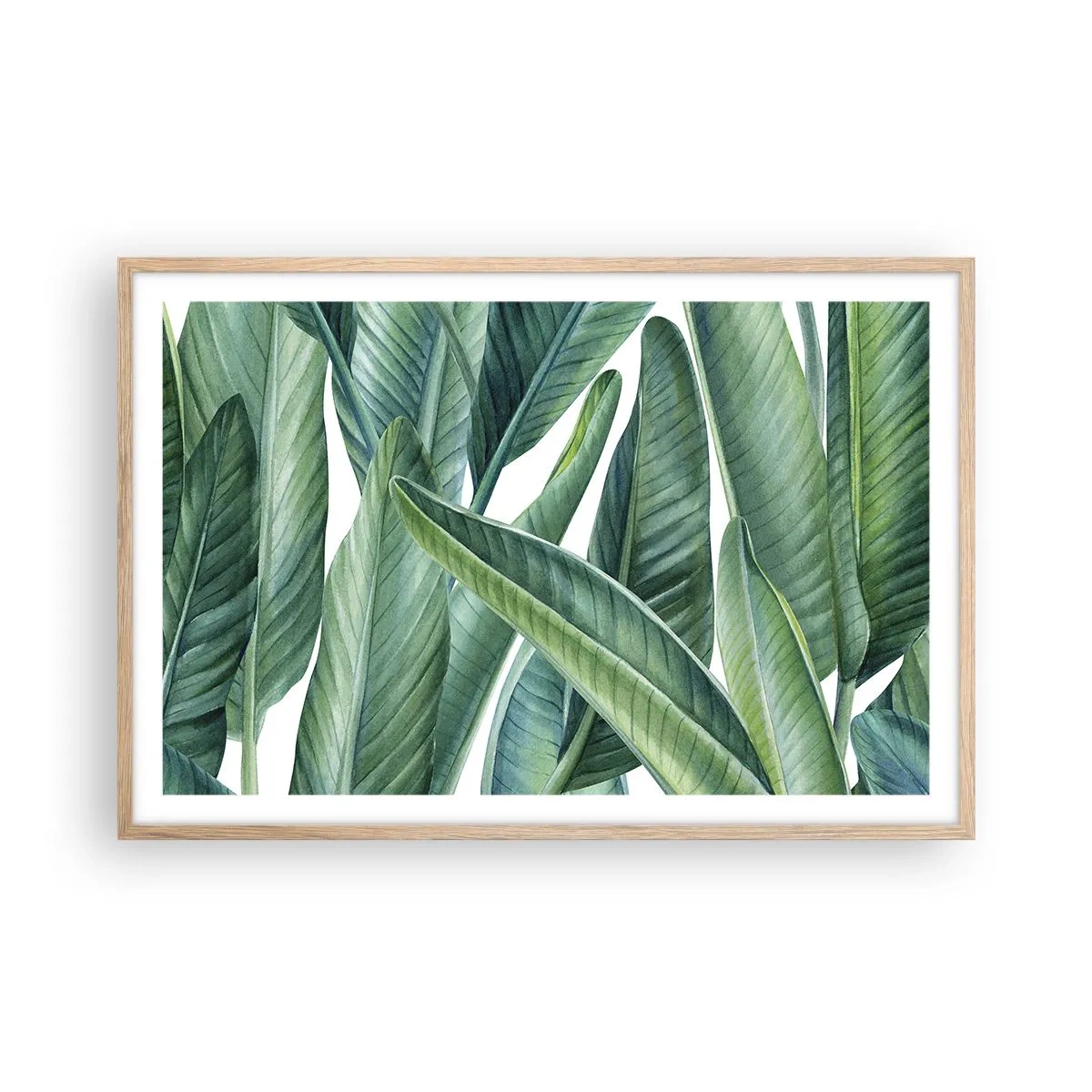 Poszter világos tölgy keretben - Zöld önmagában - 91x61 cm