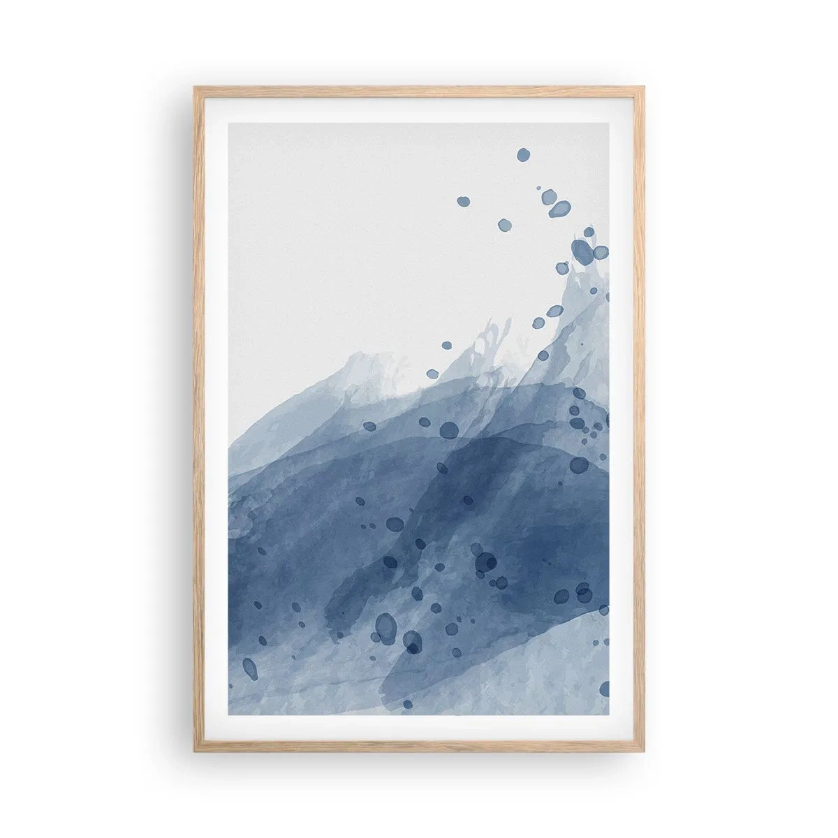 Poszter világos tölgy keretben - Kék tüll - 61x91 cm