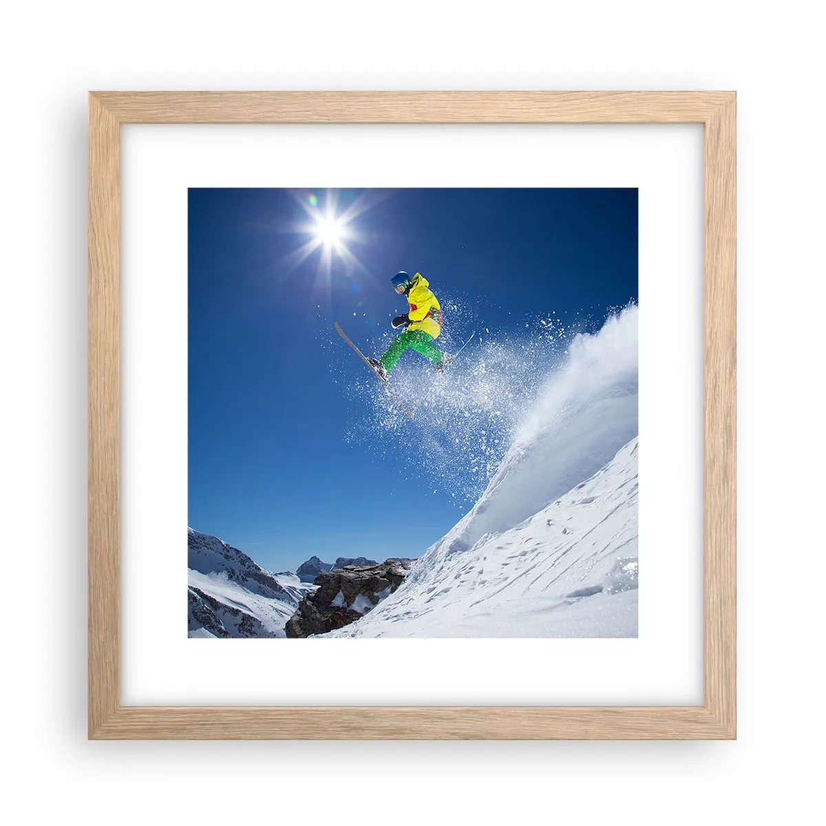 Poszter világos tölgy keretben - Tánc a hegyekkel - 30x30 cm