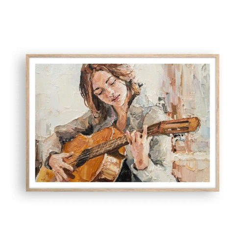 Poszter világos tölgy keretben - Koncert gitárra és egy lány szívére - 100x70 cm
