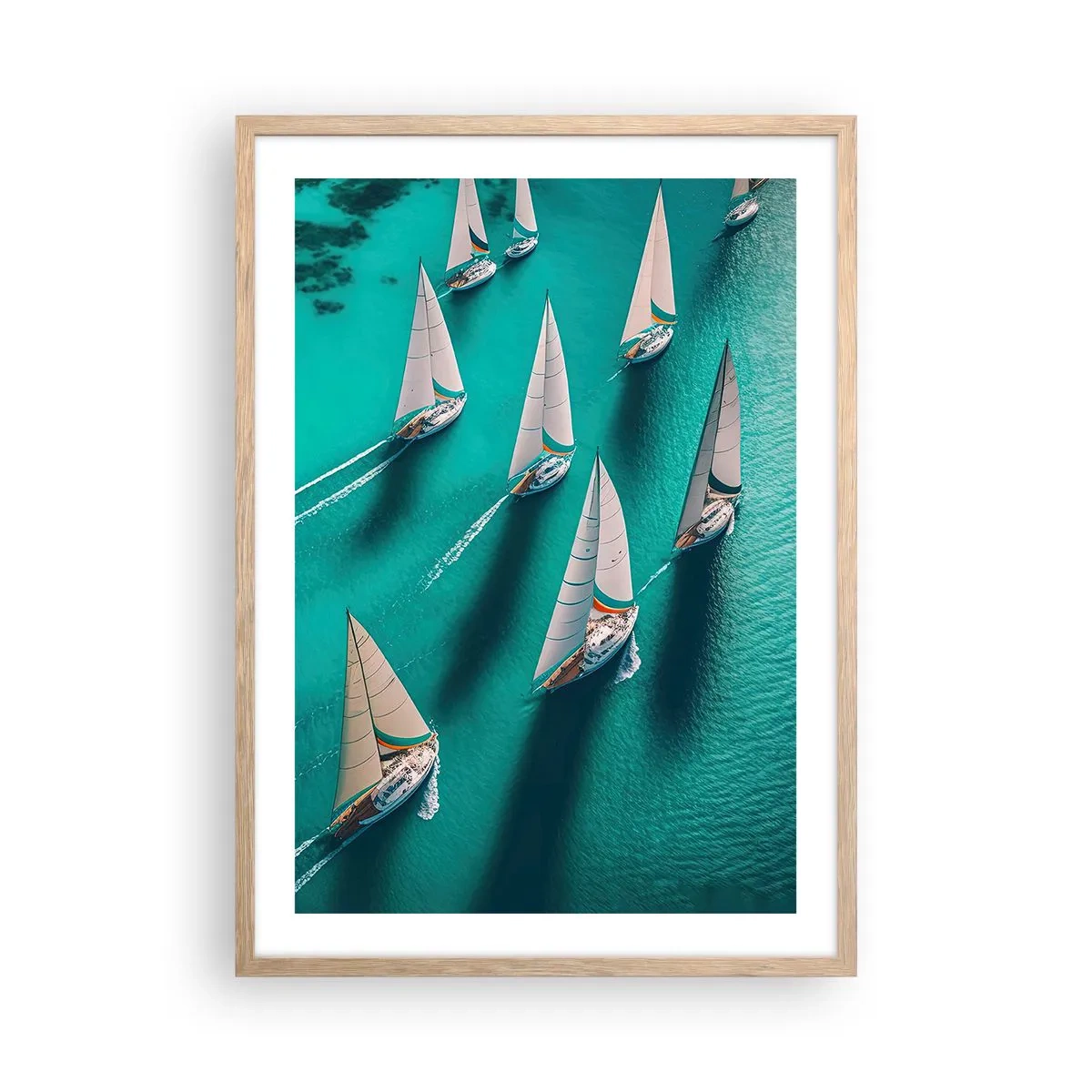 Poszter világos tölgy keretben - Versengés a széllel - 50x70 cm