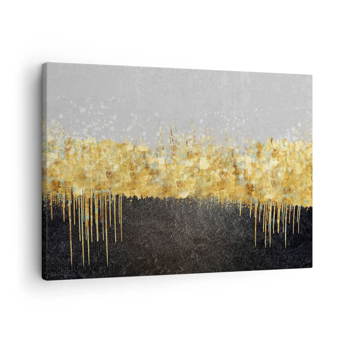 Vászonkép - Absztrakt kompozíció arany és fekete árnyalatokban - 70x50cm - Befelé és felfelé - Modern fali dekoráció nappalihoz és hálószobához ARTTOR