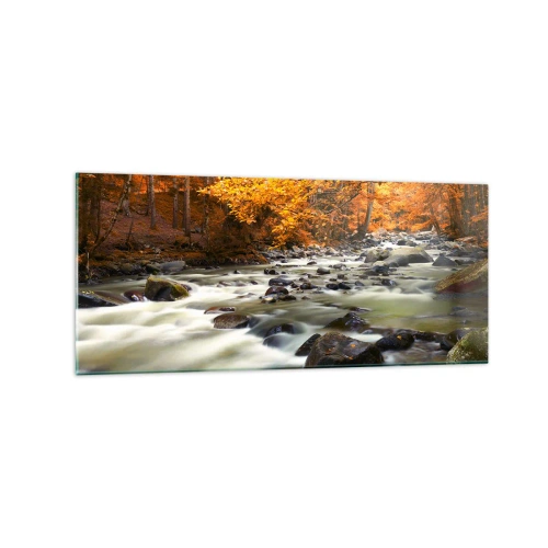 Üveg kép - Egy patak az aranyerdőben - 120x50 cm