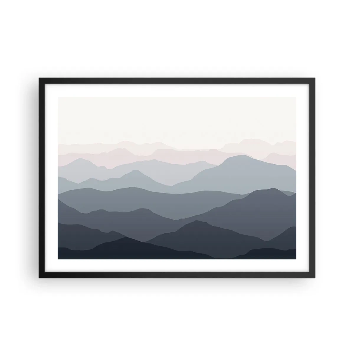 Poszter fehér keretben - A hegyek hullámai - 70x50 cm
