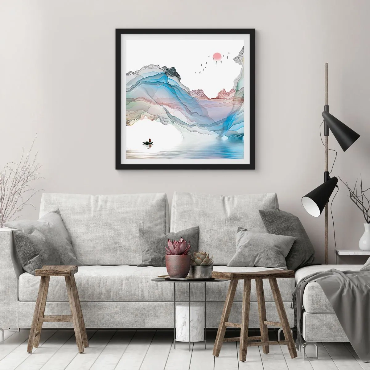 Poszter fehér keretben - A kristály hegyek felé - 60x60 cm