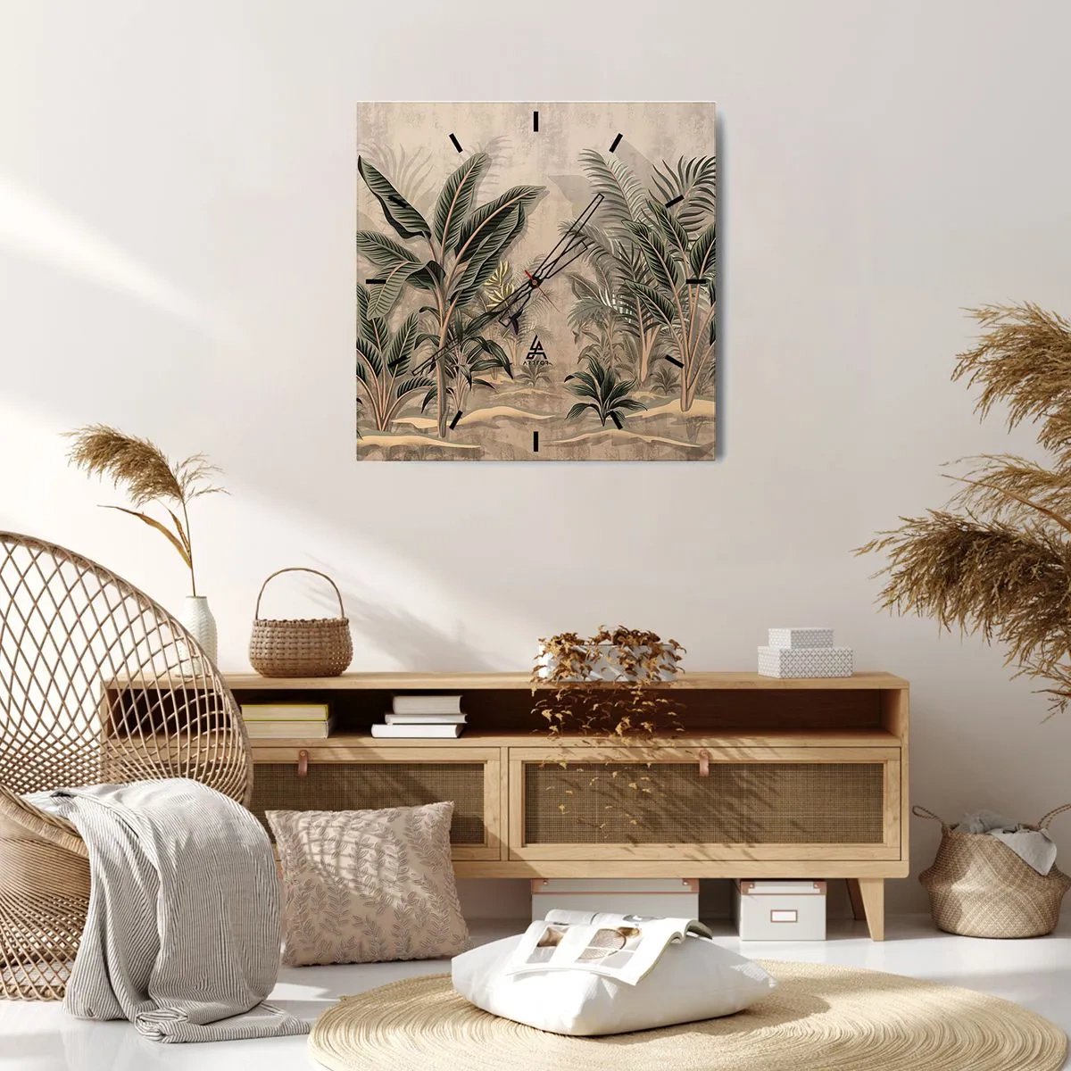 Falióra, Óra - Gyarmati stílusú metszet - 40x40 cm