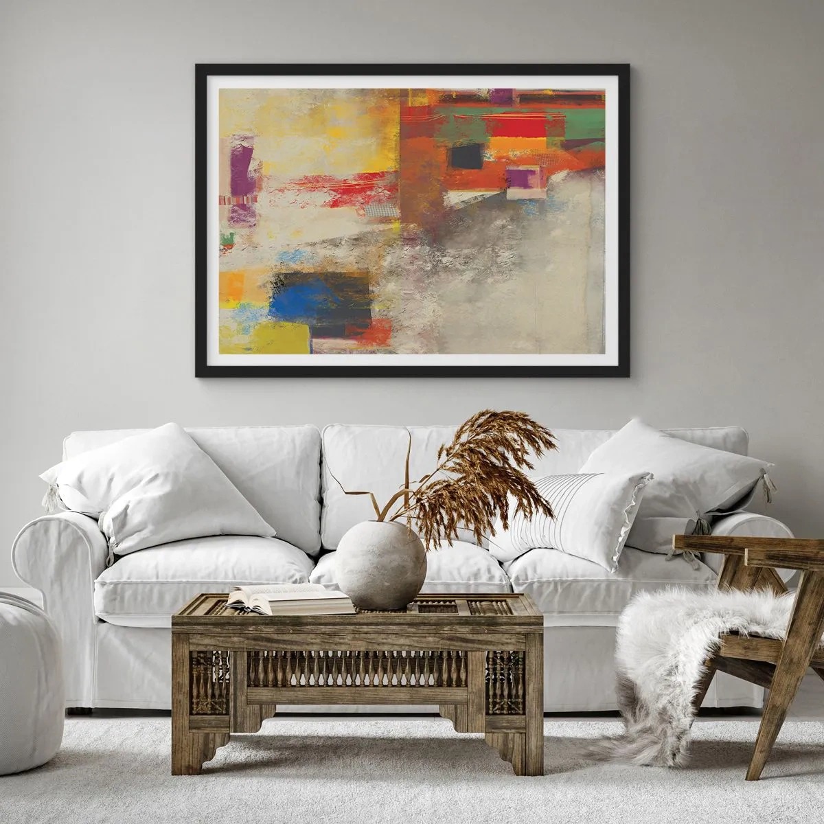 Poszter fehér keretben - Színgeometria - 70x50 cm
