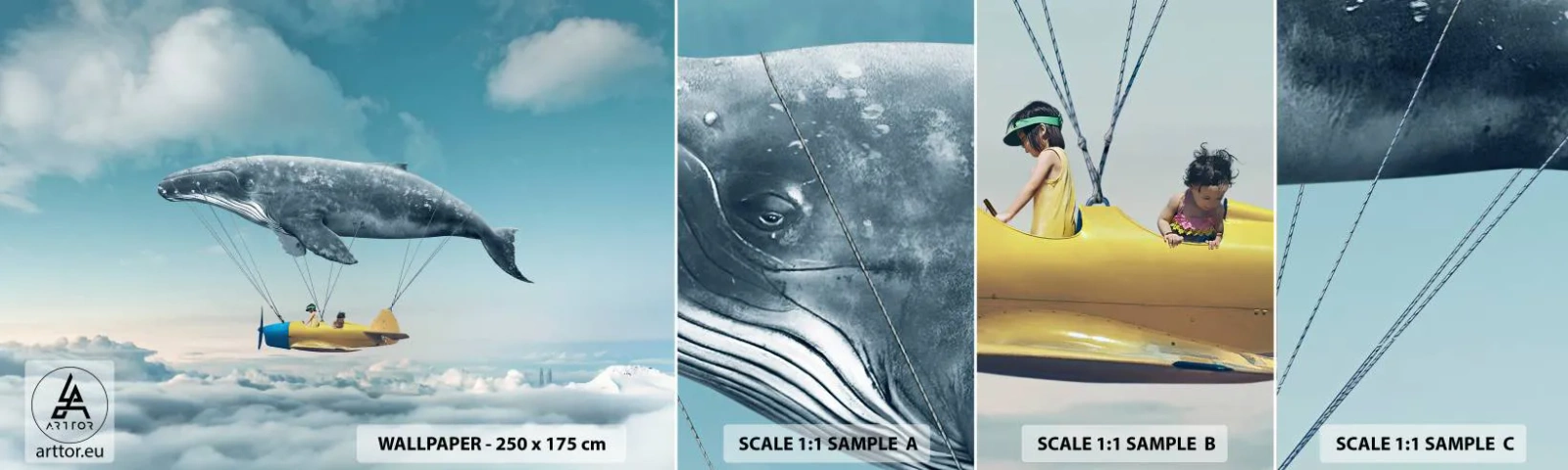 Fotótapéta Minta Standard Eco - Miért is ne? - Bálna, Gyerekek, Repülőgép - 100x30 cm