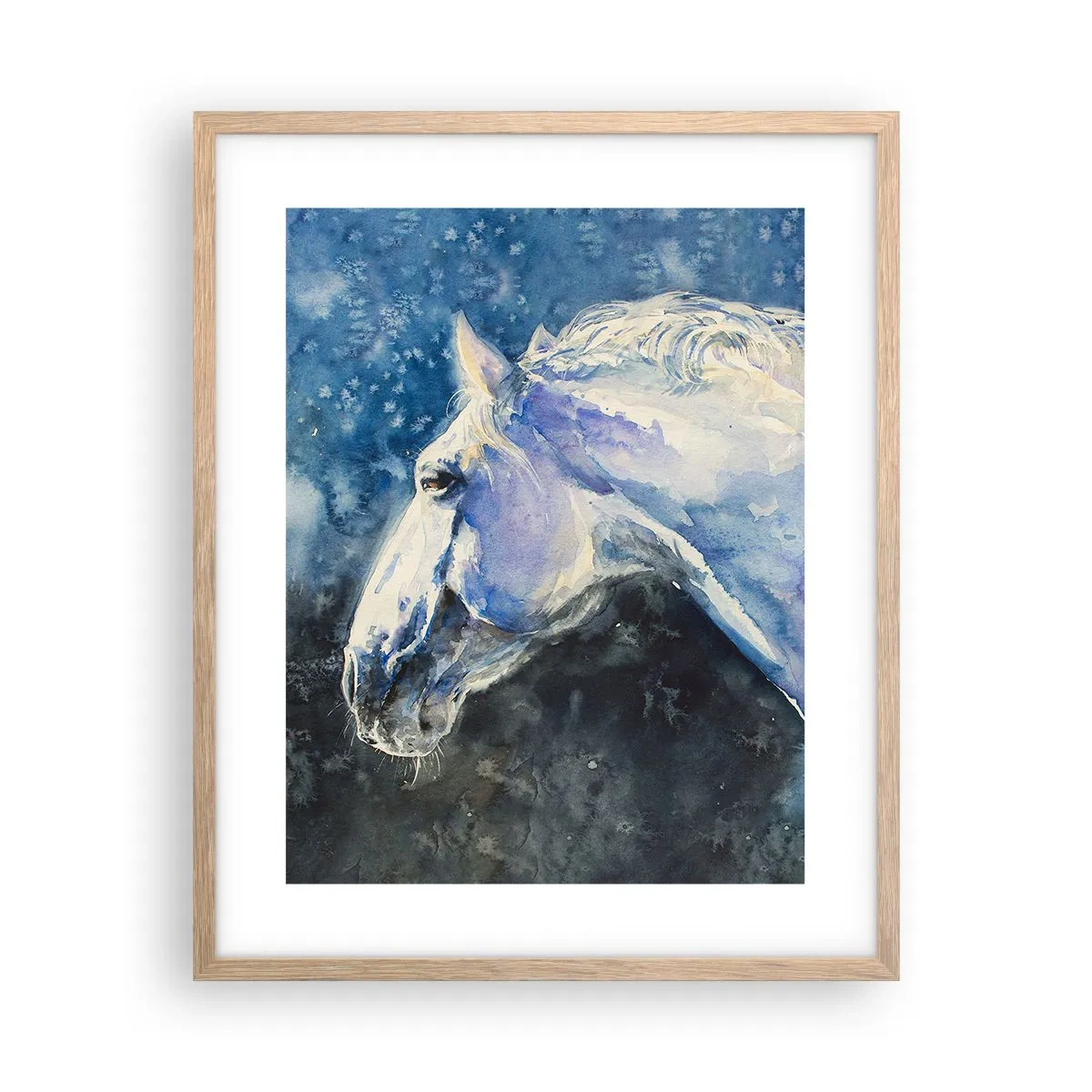 Poszter világos tölgy keretben - Portré kék fényben - 40x50 cm