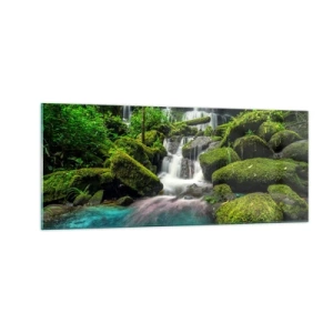 Üveg kép - Türkiz, zafír és folyékony ezüst - 100x40 cm