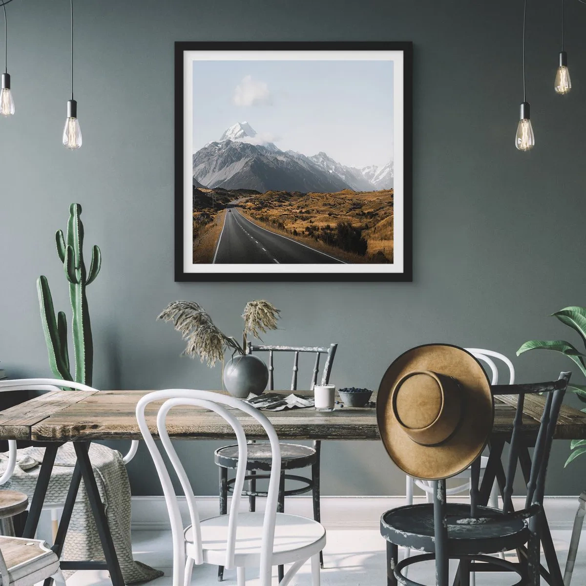 Poszter fehér keretben - Út a hegyek szívébe - 60x60 cm