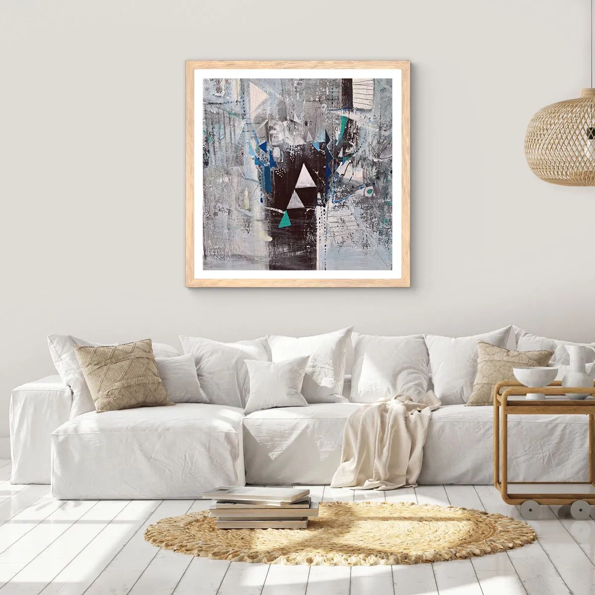 Poszter világos tölgy keretben - A háromszögek felülíró sorrendje - 40x40 cm