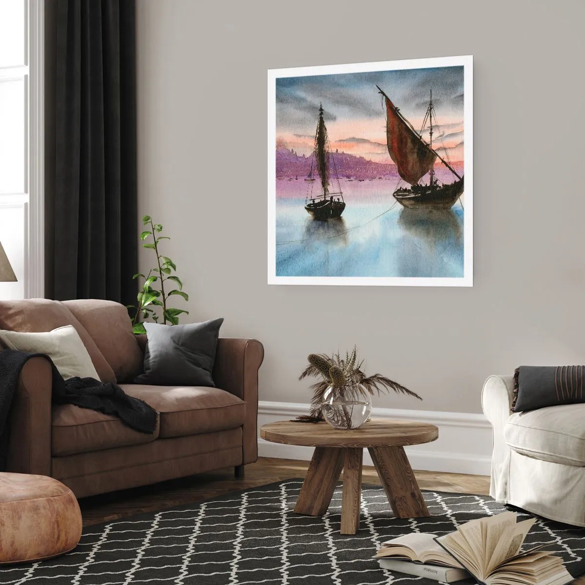 Poszter - Este a kikötőben - 60x60 cm