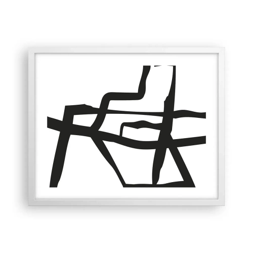 Poszter fekete keretben - Fekete-fehér konstrukció - 50x40 cm