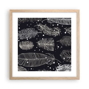 Poszter világos tölgy keretben - Tollas csipke - 40x40 cm