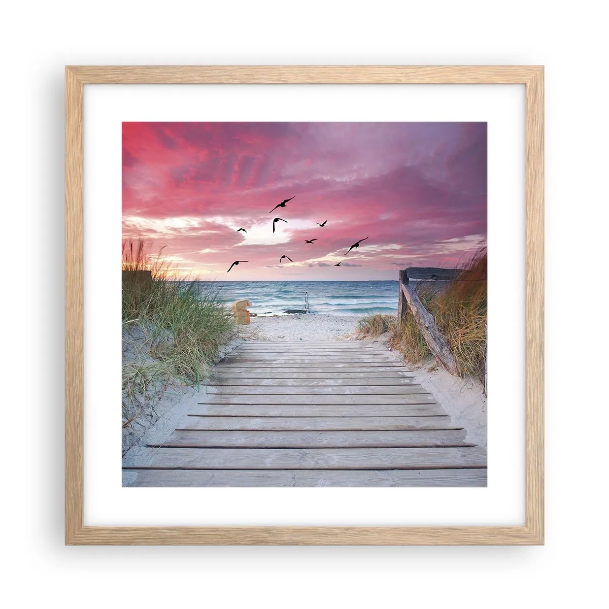 Poszter világos tölgy keretben - Balti impresszió - 40x40 cm