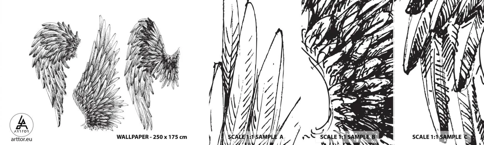 Fotótapéta Minta Öntapadós Deluxe Sticker - Te is lehetsz angyal - Madár toll, Szárnyak, Grafika - 100x30 cm