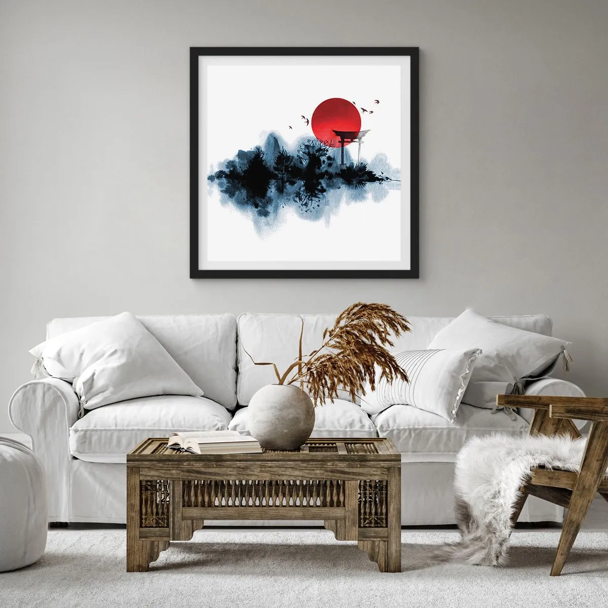 Poszter fehér keretben - Japán kilátás - 60x60 cm