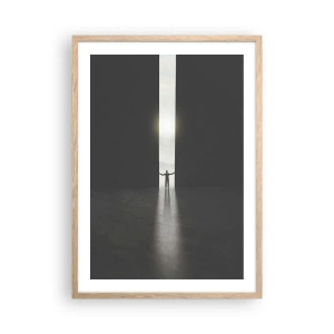 Poszter világos tölgy keretben - Egy lépés a fényes jövő felé - 50x70 cm