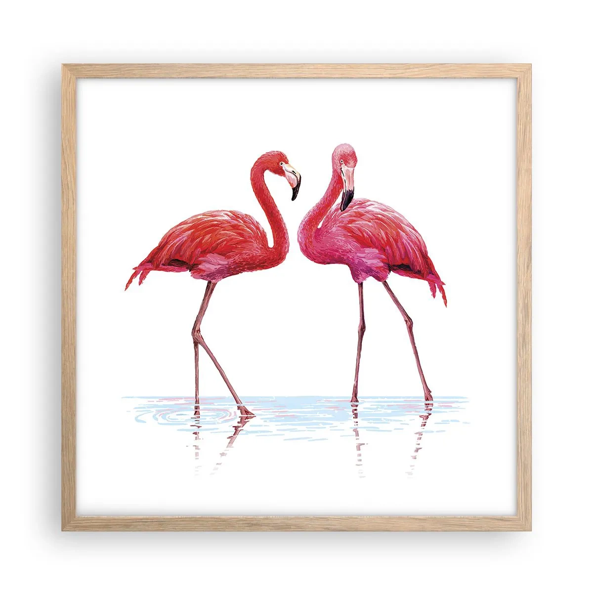 Poszter világos tölgy keretben - Rozsaszín randez-vous - 50x50 cm