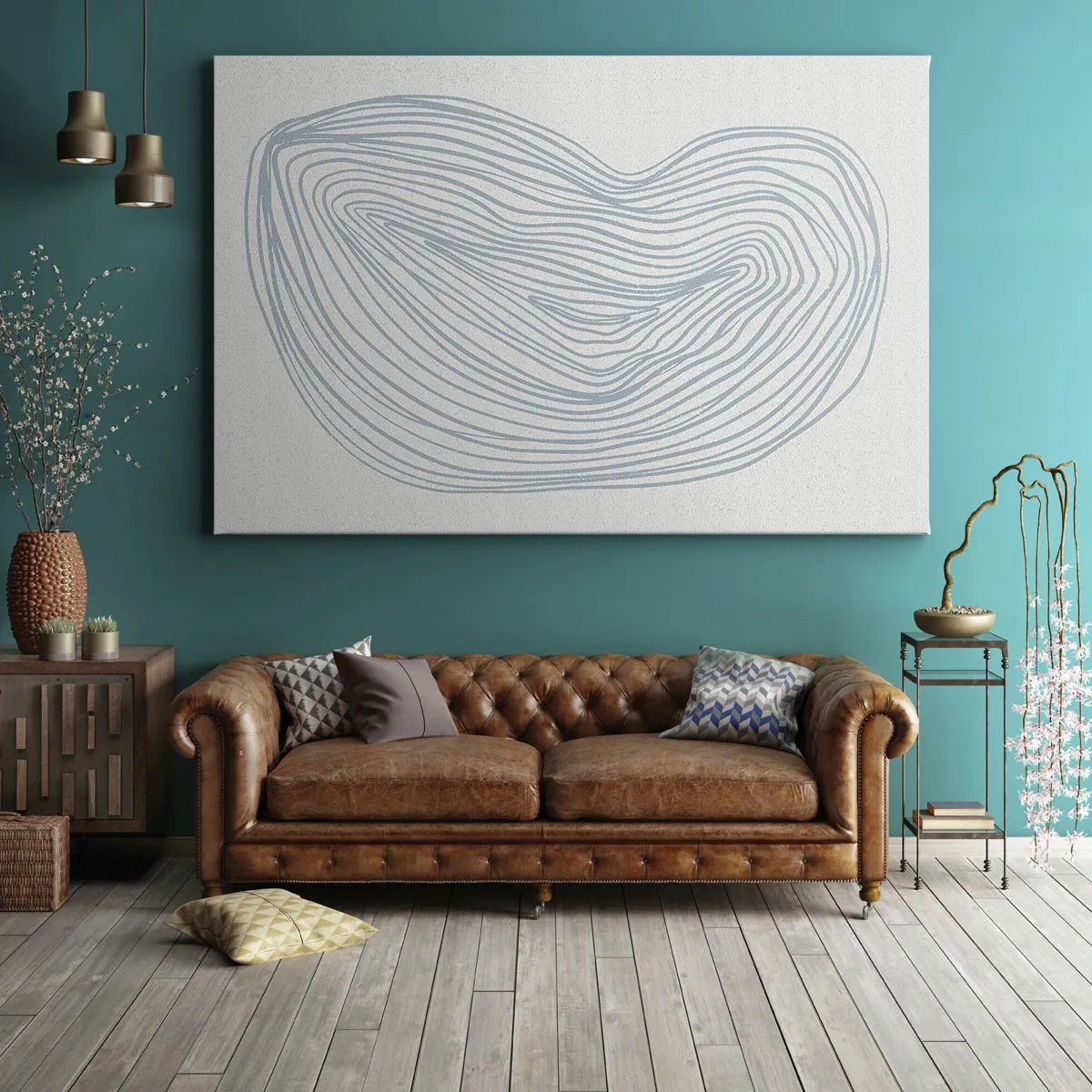 Vászonkép - Absztrakt hullámmotívum finom kékben - 70x50cm - Egy csepp mosolya - Modern fali dekoráció nappalihoz és hálószobához ARTTOR