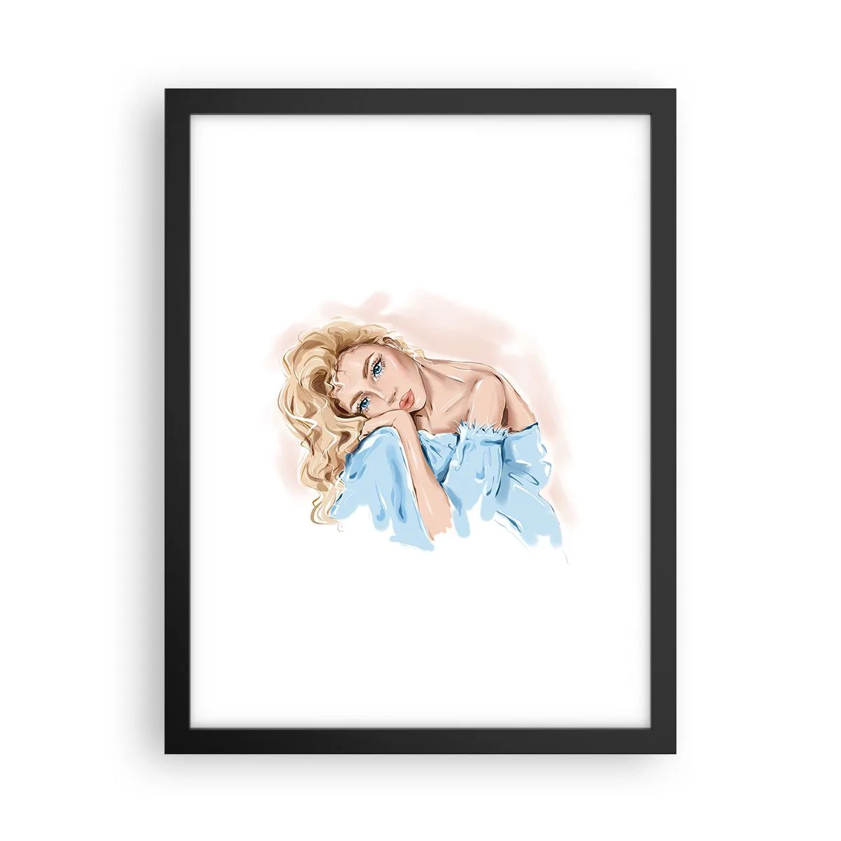 Poszter fehér keretben - Álmodozó a kékben - 30x40 cm